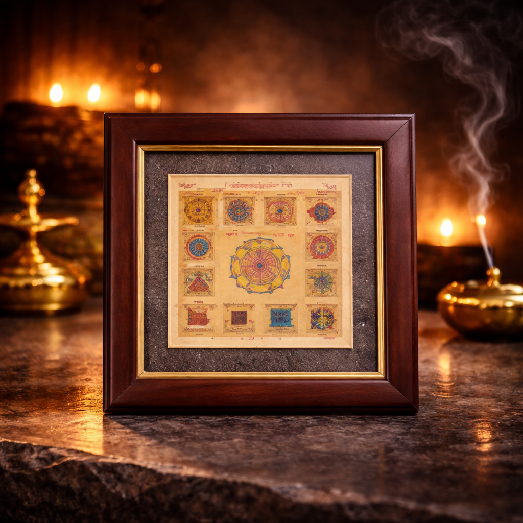 Shri Sampoorna Baglamukhi Yantra Pyrite Dust Frame